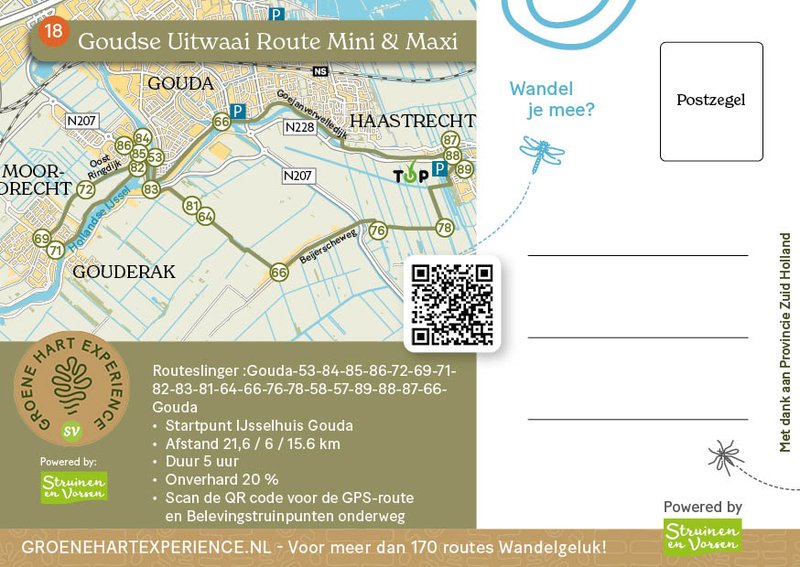 18.Ansichtkaart achterzijde Goudse Uitwaai Route Mini & Maxi