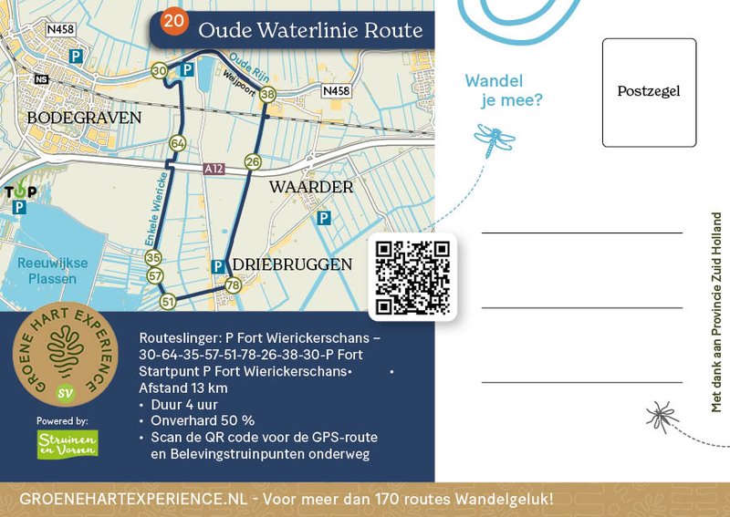 20.Ansichtkaart achterzijde Oude Waterlinie Route